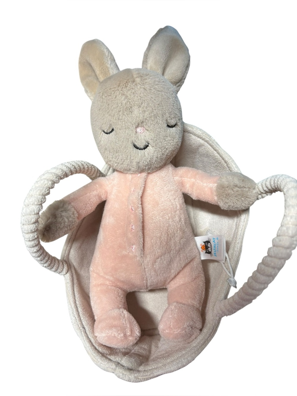 Jellycat Rock a Bye Bunny plush stuffy in cradle bassinet retired